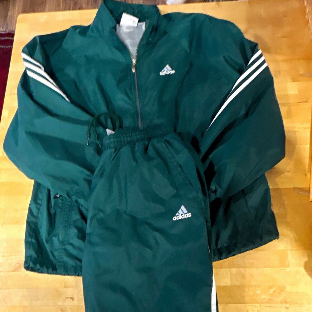 LT VTG Adidas Men’s Green 2-Piece Tracksuit Jacket & Pants L Polyester Striped